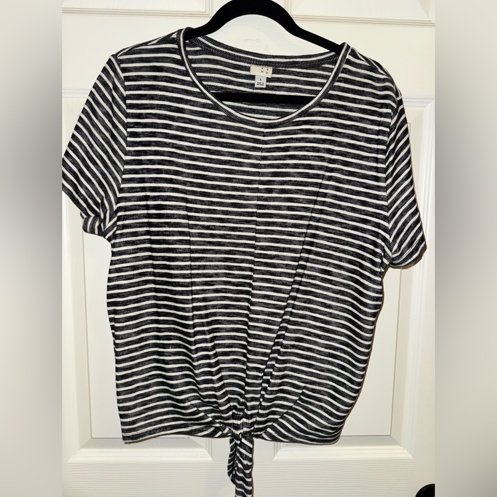 a new day Black and White Striped Short Sleeve Tee - Picture 2 of 3
